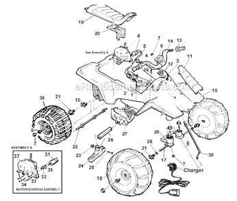 Page A Diagram and Parts List for 73682-9563  Power Wheels Ride-On Cars
